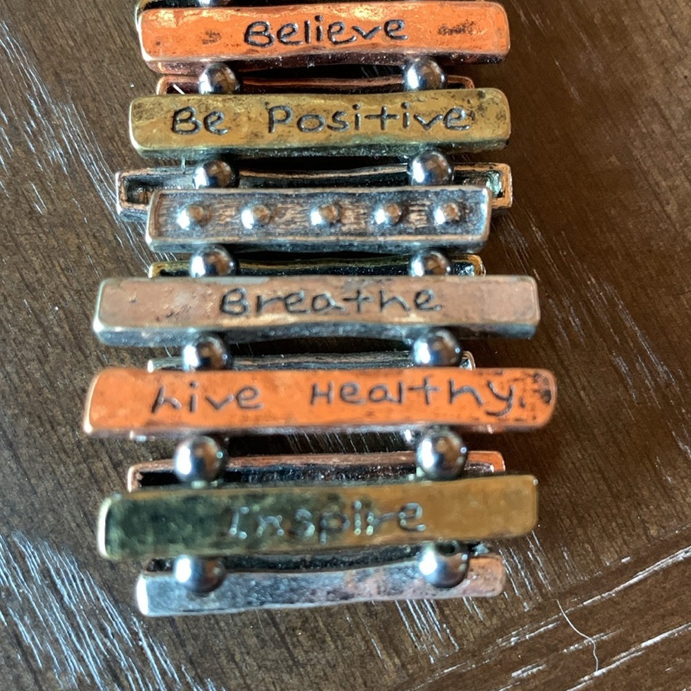 NWT inspirational stretchy bracelet mixed metal look encouragement positivity - Picture 8 of 8
